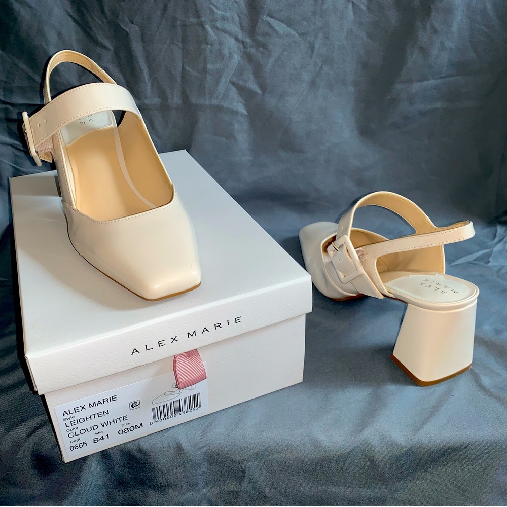 Alex Marie slingback patent "leather" cream white 8M
